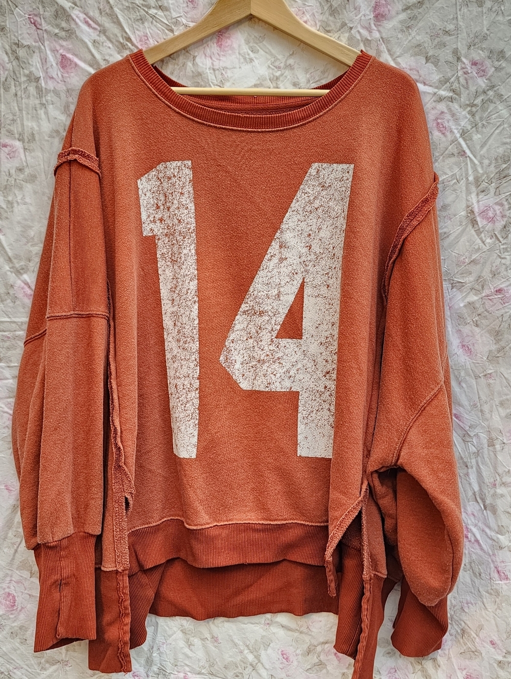 Free People We The Free Graphic Camden Sweatshirt Sz M Rust Orange Combo 14